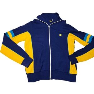 Bronzini Vintage Retro Track Jacket‎ Blue Yellow Athletic Men's Medium